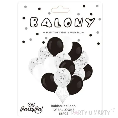 balony classic mix czarno bialy partypal 12 15 szt