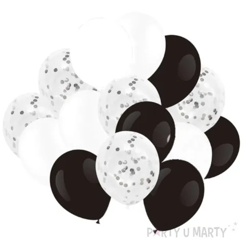 balony classic mix czarno bialy partypal 12 15 szt