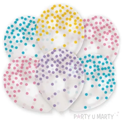 balony confetti pastel mix transparentne amscan 11 6 szt