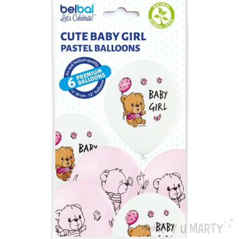 balony cute baby girl mix belbal 12 6 szt