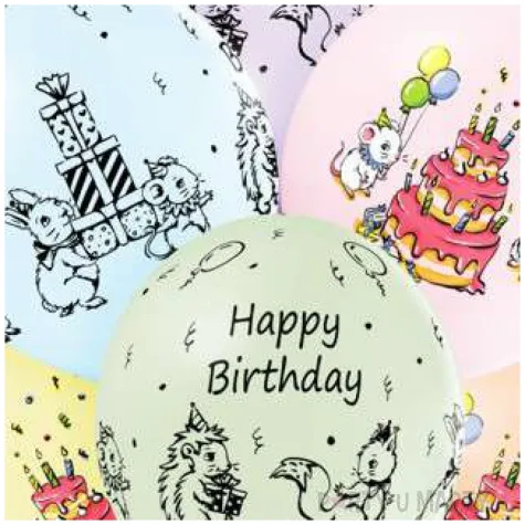 balony cute birthday mix belbal 12 6 szt