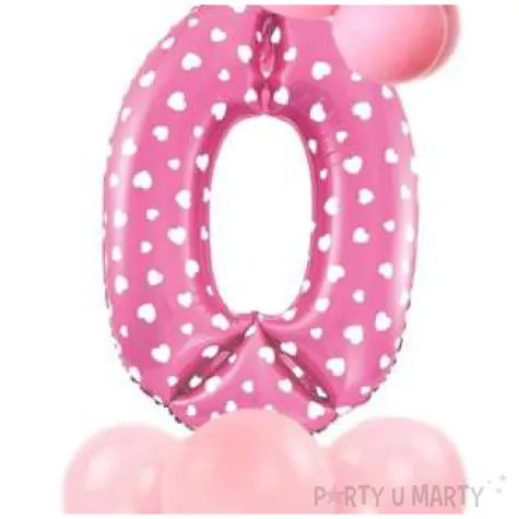 balony cyfra 0 rozowy partypal zestaw