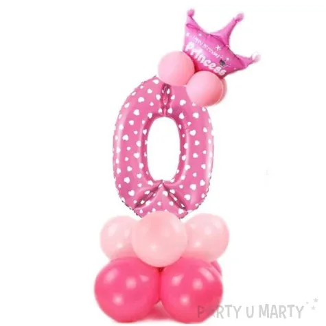 balony cyfra 0 rozowy partypal zestaw