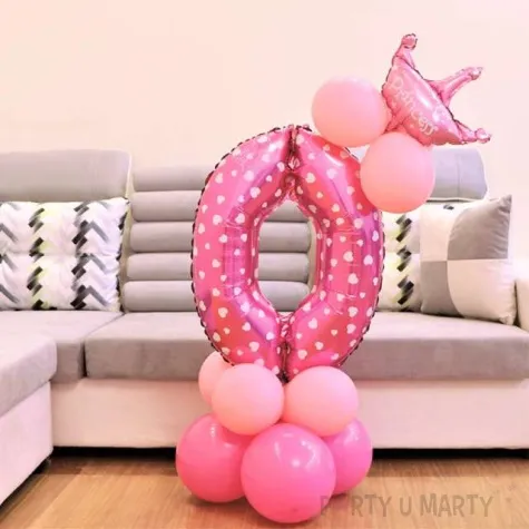 balony cyfra 0 rozowy partypal zestaw