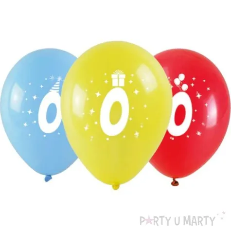 balony cyfra 0 w koronie mix arpex 14 3 szt