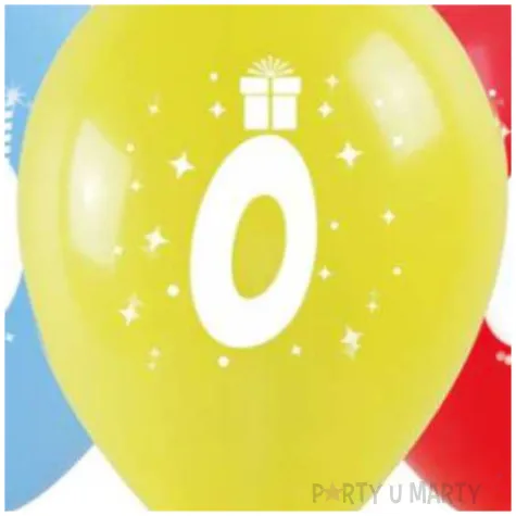 balony cyfra 0 w koronie mix arpex 14 3 szt