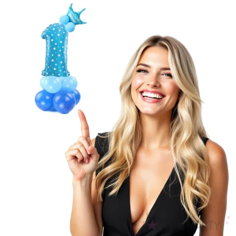balony cyfra 1 niebieski partypal zestaw