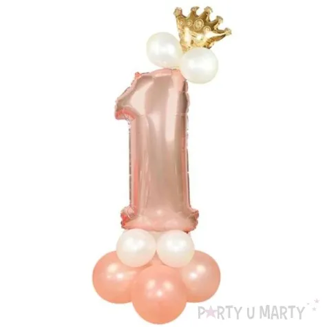 balony cyfra 1 rozowe zloto partypal zestaw