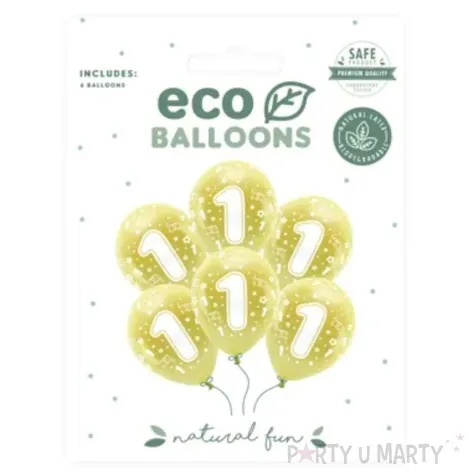 balony cyfra 1 zolty jasny partydeco 13 6 szt