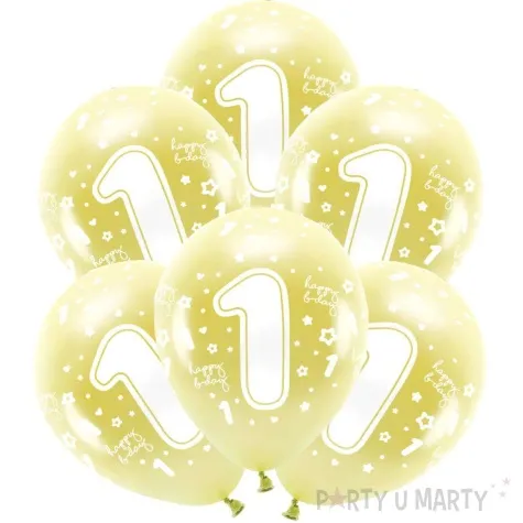 balony cyfra 1 zolty jasny partydeco 13 6 szt