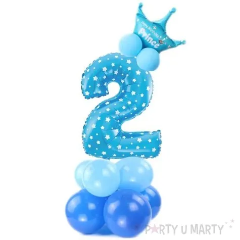 balony cyfra 2 niebieski partypal zestaw