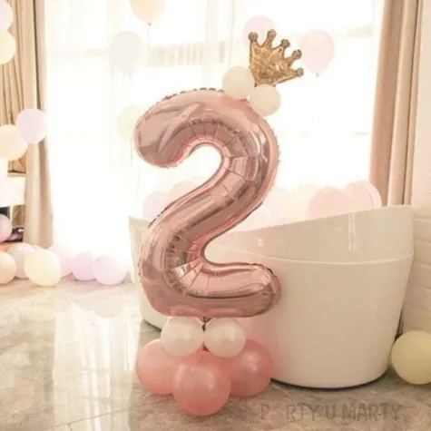 balony cyfra 2 rozowe zloto partypal zestaw