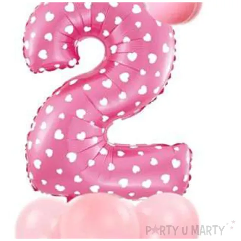 balony cyfra 2 rozowy partypal zestaw