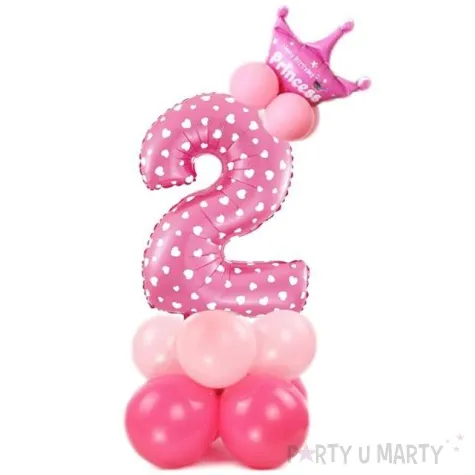 balony cyfra 2 rozowy partypal zestaw