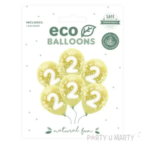 balony cyfra 2 zolty jasny partydeco 13 6 szt