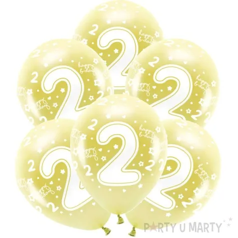 balony cyfra 2 zolty jasny partydeco 13 6 szt
