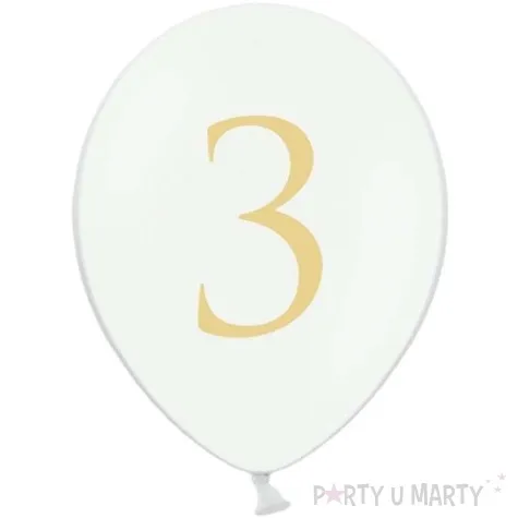 balony cyfra 3 biale 12 strong 50 szt