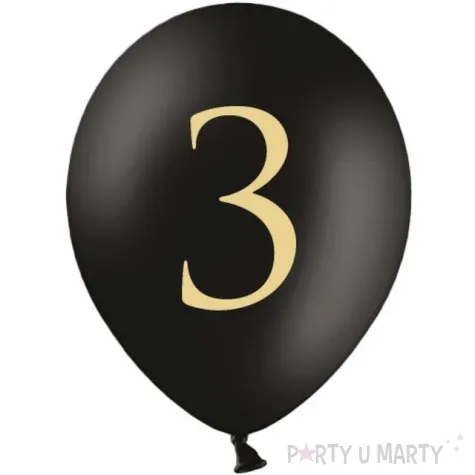 balony cyfra 3 czarne 12 strong 50 szt