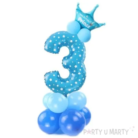 balony cyfra 3 niebieski partypal zestaw