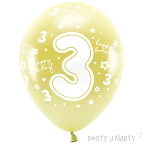 balony cyfra 3 zolty jasny partydeco 13 6 szt
