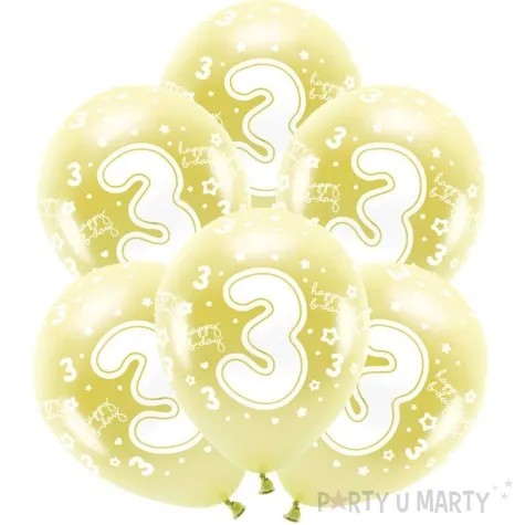 balony cyfra 3 zolty jasny partydeco 13 6 szt