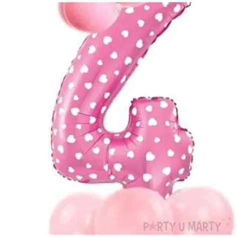 balony cyfra 4 rozowy partypal zestaw