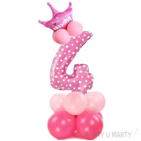 balony cyfra 4 rozowy partypal zestaw