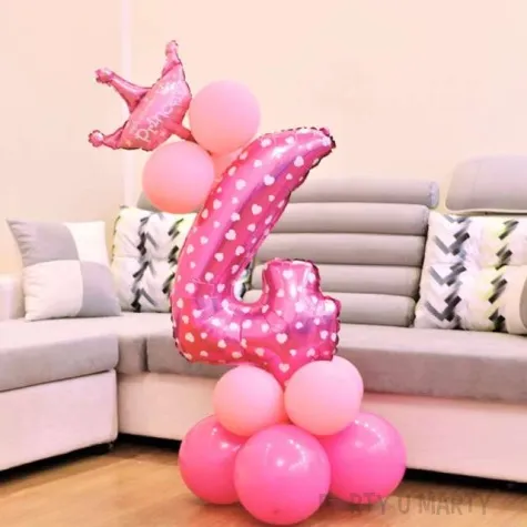 balony cyfra 4 rozowy partypal zestaw