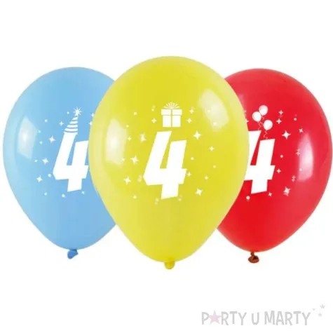 balony cyfra 4 w koronie mix arpex 14 3 szt