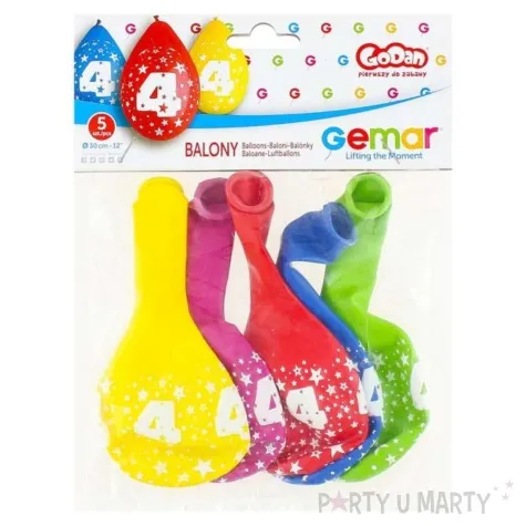balony cyfra 4 wiszaca mix gemar 12 5 szt