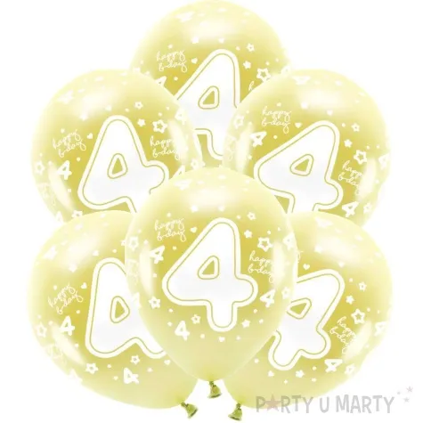 balony cyfra 4 zolty jasny partydeco 13 6 szt