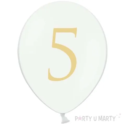 balony cyfra 5 biale 12 strong 50 szt