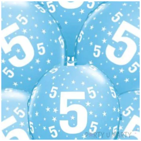 balony cyfra 5 blekitne qualatex 12 6 szt