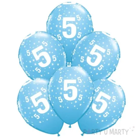 balony cyfra 5 blekitne qualatex 12 6 szt