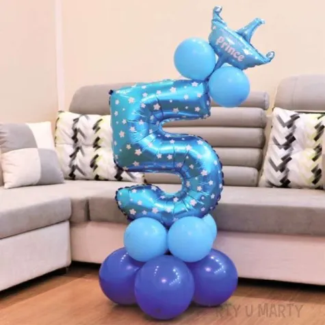 balony cyfra 5 niebieski partypal zestaw