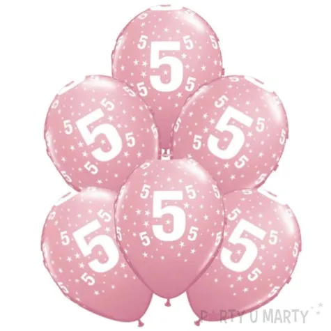 balony cyfra 5 rozowe qualatex 12 6 szt
