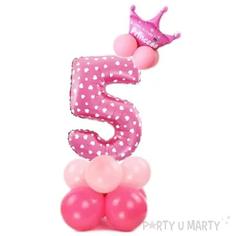 balony cyfra 5 rozowy partypal zestaw