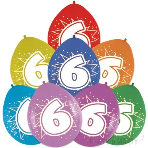 balony cyfra 6 impreza mix folat 12 8 szt