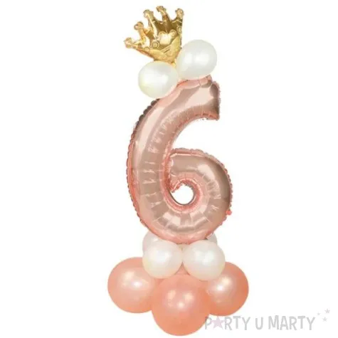 balony cyfra 6 rozowe zloto partypal zestaw