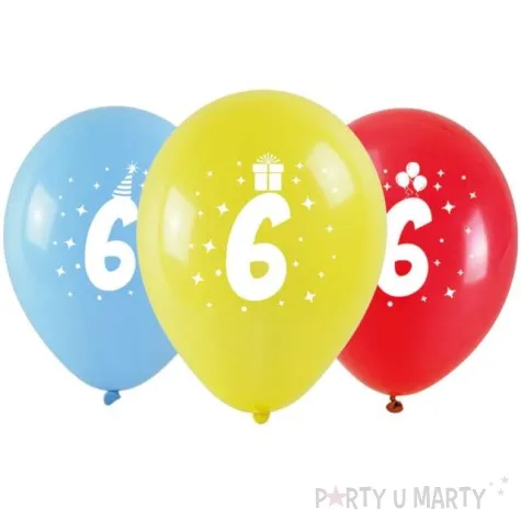 balony cyfra 6 w koronie mix arpex 14 3 szt