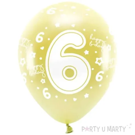 balony cyfra 6 zolty jasny partydeco 13 6 szt