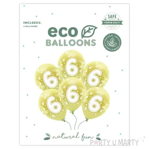 balony cyfra 6 zolty jasny partydeco 13 6 szt