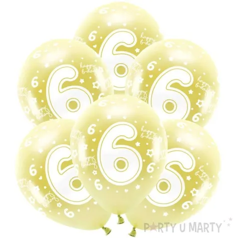balony cyfra 6 zolty jasny partydeco 13 6 szt