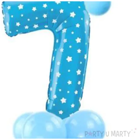balony cyfra 7 niebieski partypal zestaw