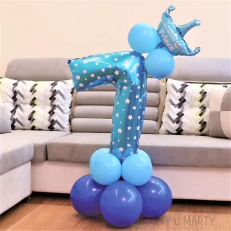 balony cyfra 7 niebieski partypal zestaw