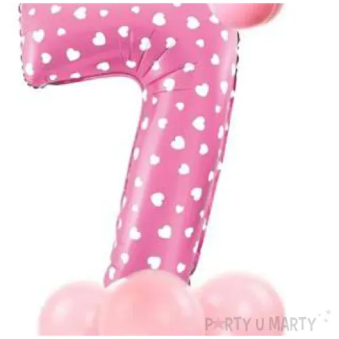 balony cyfra 7 rozowy partypal zestaw