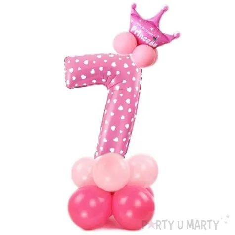 balony cyfra 7 rozowy partypal zestaw