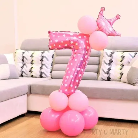balony cyfra 7 rozowy partypal zestaw