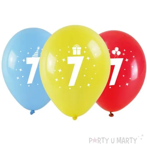 balony cyfra 7 w koronie mix arpex 14 3 szt