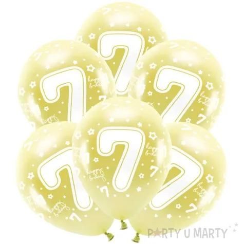 balony cyfra 7 zolty jasny partydeco 13 6 szt